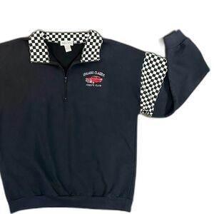 Vintage Solano Chevy Club Checkered Sweater 1/4 Zip Pullover Long Sleeve Size XL